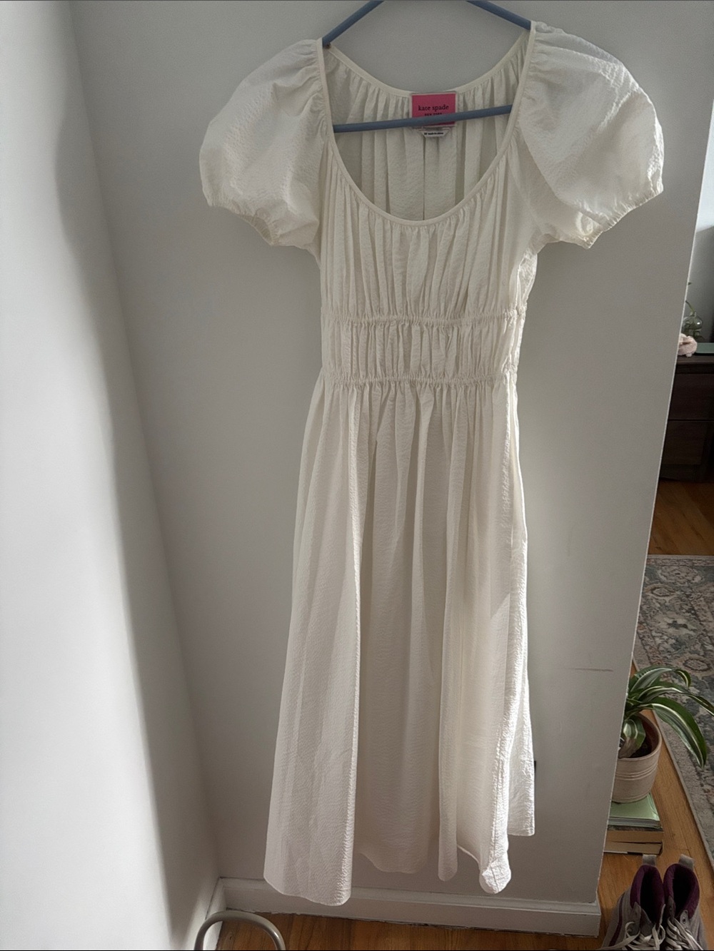 kate spade Ivory Puff-Sleeve Midi Dress